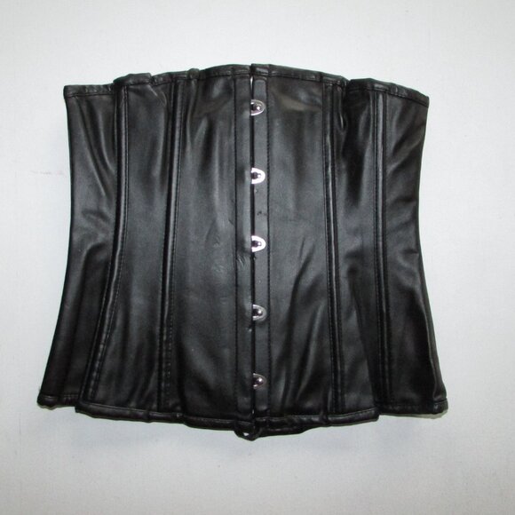 Black Faux Leather Underbust Waist Cincher Corset - NEW - Picture 1 of 9